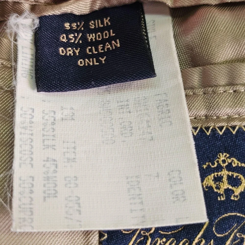 Brooks Brothers Sport Coat Mens 44 Beige Check Silk Wool Blazer Made In Italy